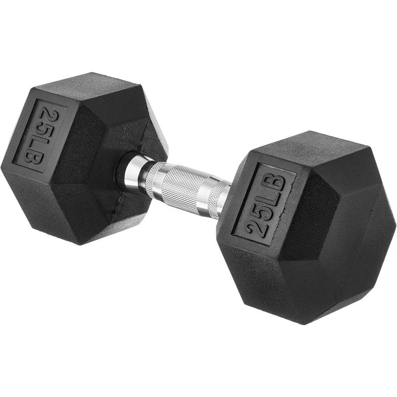 Rubber Wrapped Fitness Hexagonal Dumbbell, Single, Hand Weight for Strength Training