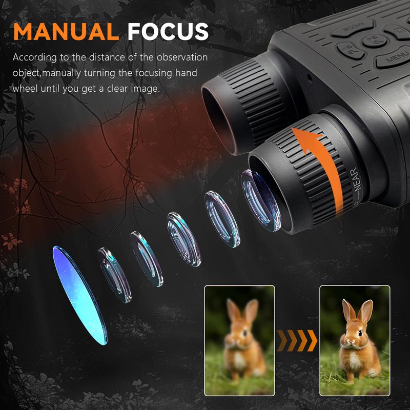 Night vision binoculars -3.0TFT screen, 10x digital zoom, strong infrared spotlight, 9-level adjustment, all black observation, rechargeable, 32GB card, suitable for hunting and camping, ideal Valentine's Day Halloween Christmas New Year gift