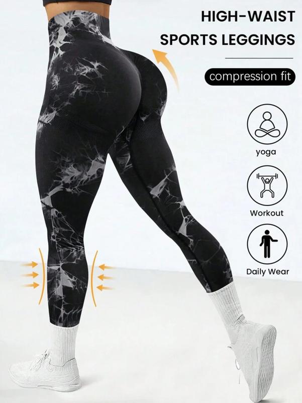 3 Pack Tie Dye Print High Waisted Workout Women Leggings Scrunch Rear Lifting High Waist Tummy Control Yoga Athletic Pants