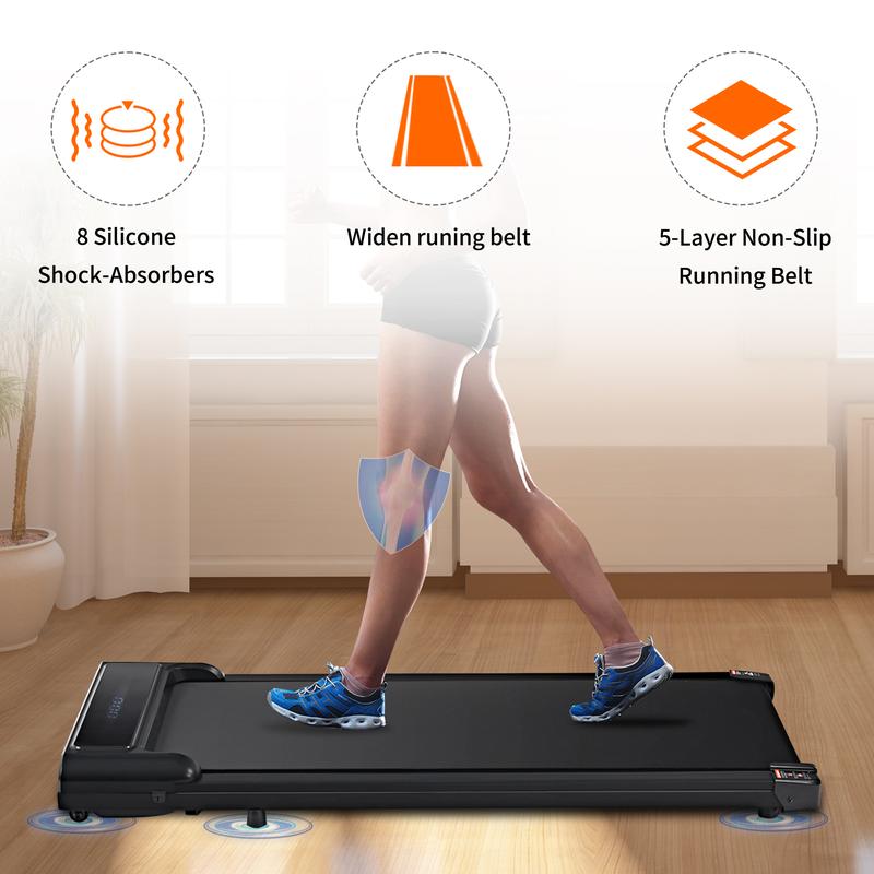 Portable Walkingpad Under Desk Treadmill for Home Office with Remote Control, Shock-Absorption & Knee Protection, Quiet Powerful Motor