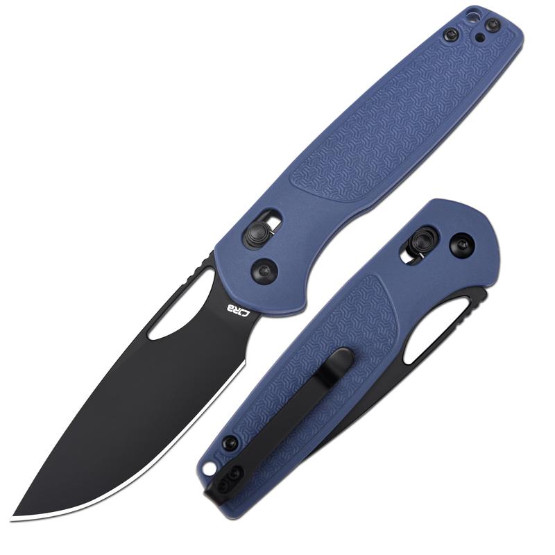 CJRB Acacia Pocket Knife, 3.21'' AR-RPM9 Steel Blade Folding Knife with Pocket Clip, Pocket Knife for Men with Crossbar Lock Sharp Camping Survival Hiking Knives, Black PVD Coating J1952 Blue