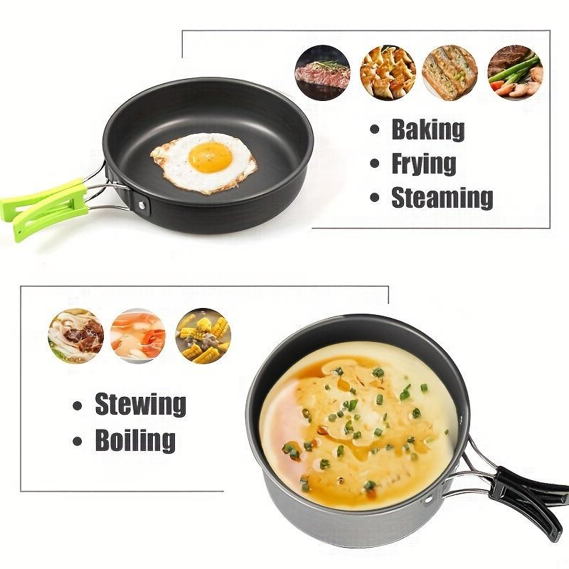 Camping Cooking Set, 3 Counts set Lightweight Camping Cookware Set, Including Pot, Frying Pan & Kettle, Outdoor Cooking Set for Hiking, Backpacking & Picnic