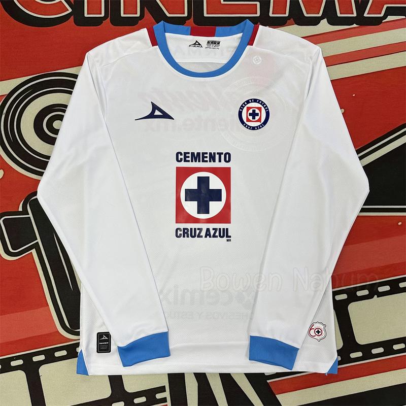 2425  Cruz azul White Away long sleeved Top Retro Soccer Jerseys Quick Dry Fans Edition LIGA MX