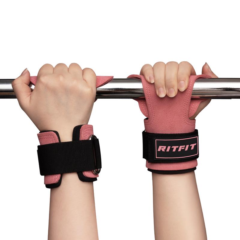 RitFit Weight Lifting Wrist Straps with Double Layer Leather Material, Enhanced Grips for Deadlift and Powerlifting for Women Heavy Duty