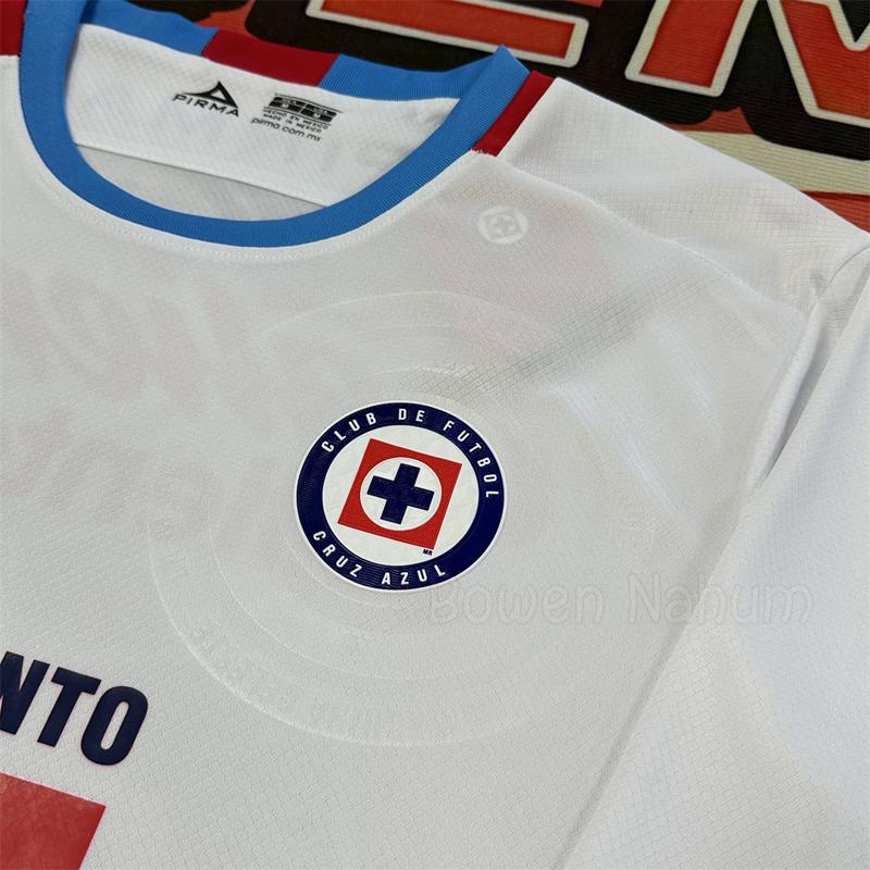 2425  Cruz azul White Away long sleeved Top Retro Soccer Jerseys Quick Dry Fans Edition LIGA MX