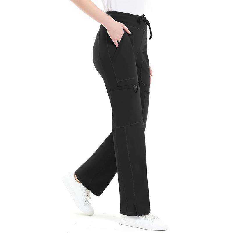 Yoga Scrub Pants Women Mid Rise Yoga Work Pants- Five Pocket Cargo Scrub Pant