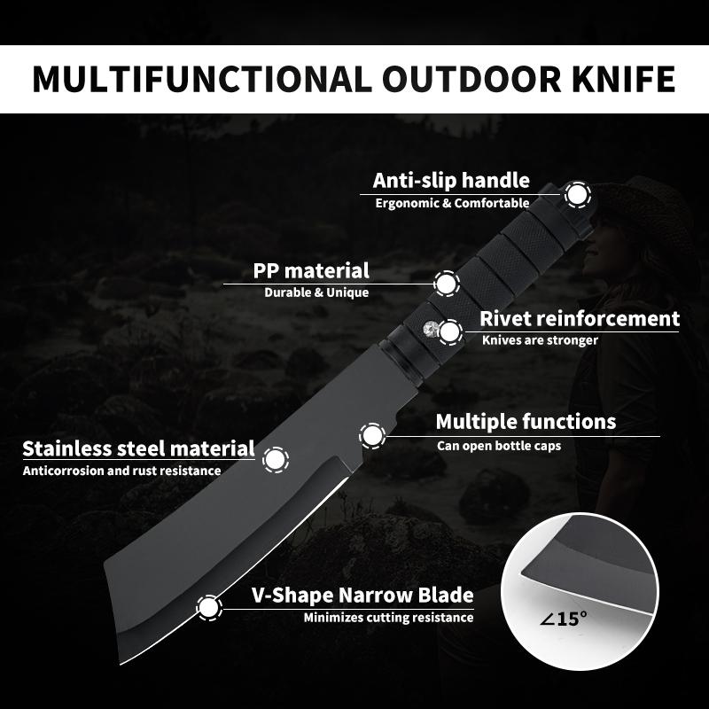 2-Piece Outdoor Multi-Purpose Knife with Sheath Barbecue Patio Cutting Steak Knife Cutting Barbecue Knife Cutting Chicken Wing Knife Barbecue KnifeCan Open Bottle CapsOutdoor Cooking Knife