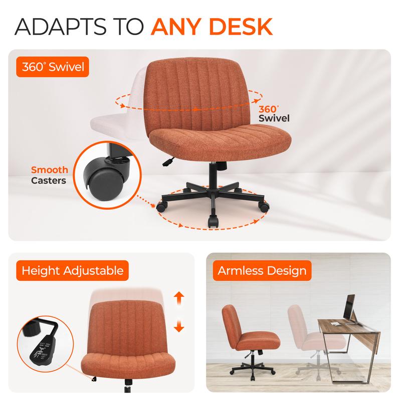 Cross-legged chair, with its wide seat filled with high-density sponge, orange