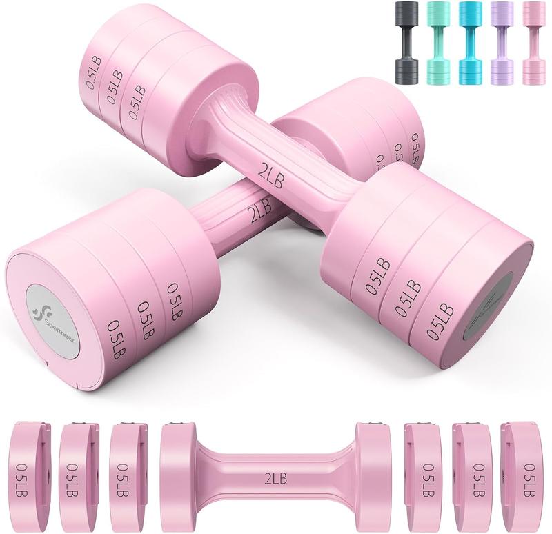 Adjustable Dumbbells Hand Weights Set:  5 lb Dumbbells Set of 2 Each 2lb 3lb 4lb 5lb Free Weights Fast Adjust Weight 4 In 1 Weights Dumbbells Set for Women Men Home Gym Exercise Training