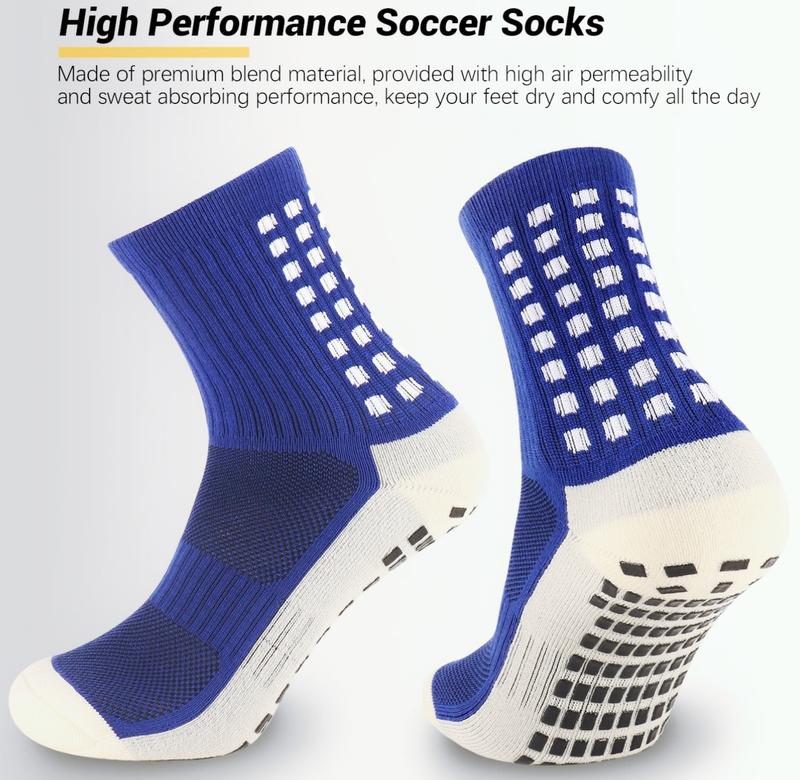 5 Pack Men's Soccer Socks Anti Slip Non-Slip Grip Pads for Football Basketball Sports Grip Soccer Socks