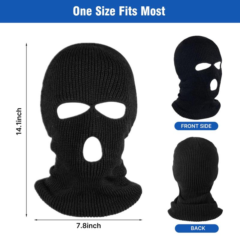 3 Hole Winter Knitted Mask, Full Face Cover Ski Scarf Mask Warm Balaclava for Adult Skiing, Motorcycle,Wind Protection