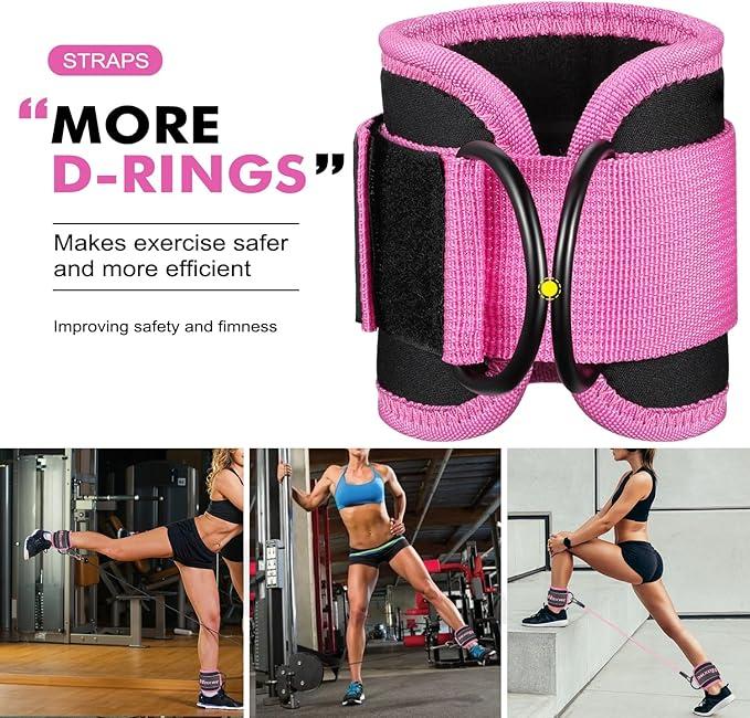 Ankle Resistance Bands with Cuffs, Ankle Bands for Working Out, Ankle Resistance Band for Leg, Booty Workout Equipment for Kickbacks Hip Fitness Training, Exercise Bands for Butt Lift Women