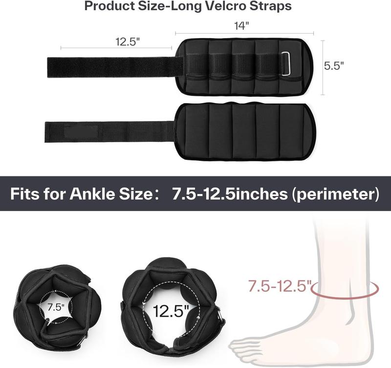 Adjustable Ankle Weights 1 Pair 2 4 6 8 10 Lbs Leg Weight Straps for Women Men, Set for Gym, 1-5 lbs Each Ankle, 1 Pair 2-10 lbs weighted jumprope