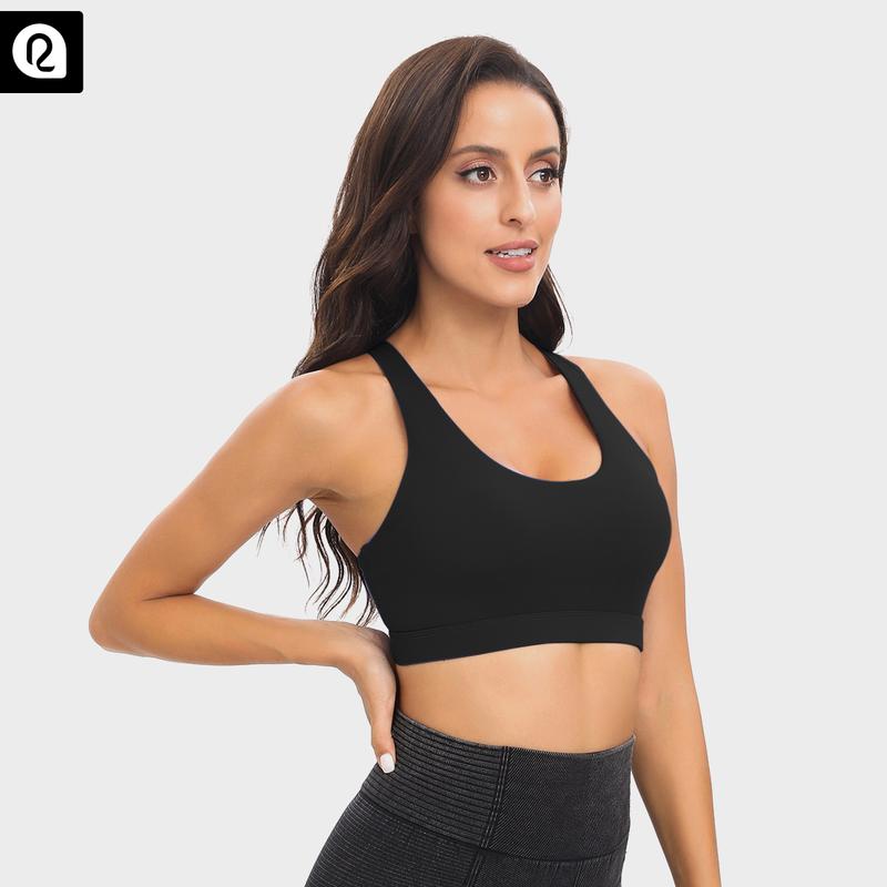 RUNNING GIRL Sports Bra for Women Criss-Cross Back Padded Strappy Sports Bras High Support Gym Bra with Removable Cups Underwear bra