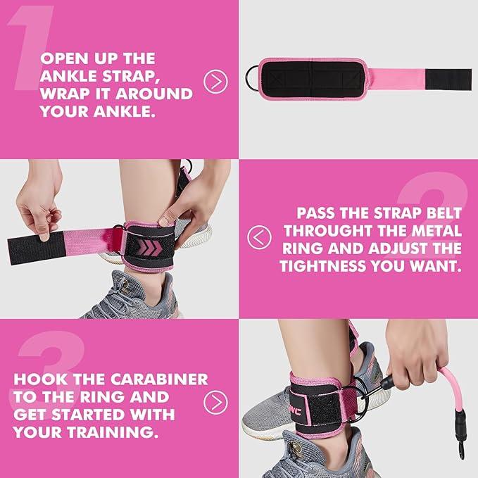 Ankle Resistance Bands with Cuffs, Ankle Bands for Working Out, Ankle Resistance Band for Leg, Booty Workout Equipment for Kickbacks Hip Fitness Training, Exercise Bands for Butt Lift Women