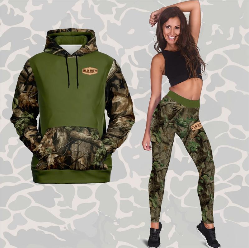 Old row camo set hoodie legging . Old Row Outdoors Deer Badge Camo Legging Set Combo for Women - Cute 3D Hoodie Leggings