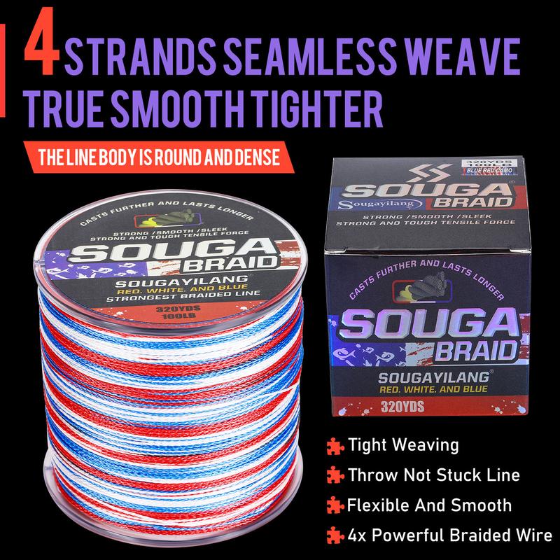 Sougayilang fishing line-320 yards - Abrasion Resistant Braided Lines – Incredible Superline – Zero Stretch – Smaller Diameter – A Must-Have!