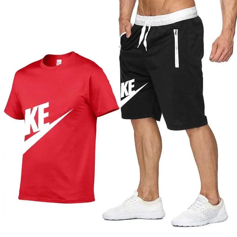 Summer Sets Men's T-shirt + Shorts Suit Brand Short Sleeve Set Printed Cotton Tshirts Jogging Sweatpants Male Sportswear 2024