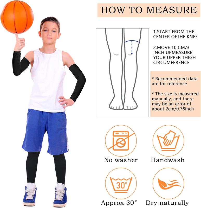 4 Pairs  Leg Sleeves  and Arm Sleeves Youth Leg Sleeves Arm Wraps for Cycling Basketball