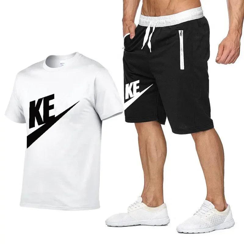 Summer Sets Men's T-shirt + Shorts Suit Brand Short Sleeve Set Printed Cotton Tshirts Jogging Sweatpants Male Sportswear 2024