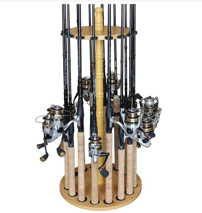 Rush Creek Creations | Fishing Rod Holder for 16 Rods, Fishing Pole Holder for Garage Organization and Storage, for Fishing Reels, Fishing Gear, Fishing Accessories, Tackle Box