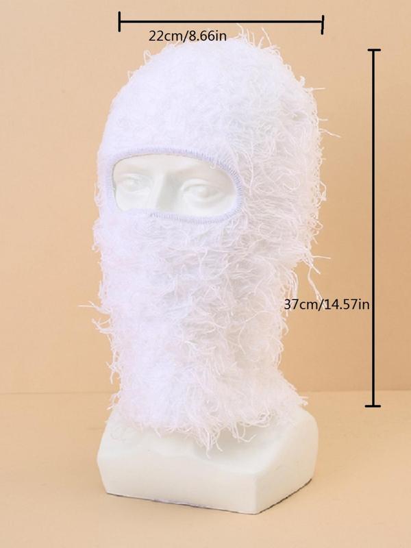 2023 Fashion Winter Anti-wind Fluffy Beanie Hat, Balaclava Distressed Knitted Full Face Ski Mask, Outdoor Sports Neck Gaiter for Staying Warm