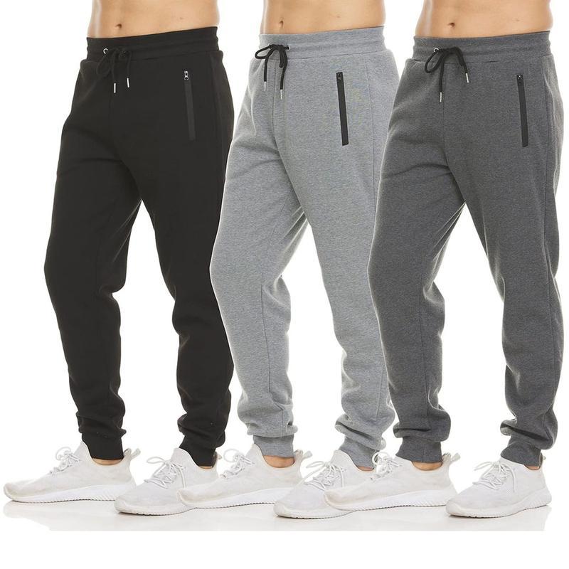 Men's 3 Pack Fleece Active Athletic Jogger Sweatpants with Drawstring Sizes S-2XL