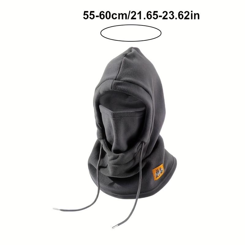 Polyester thermal face mask hat with windproof fleece balaclava hood, suitable for men, street style, knitted fabric, double thick cold protection, and helmet-compatible design integrated riding neck warmer snood.