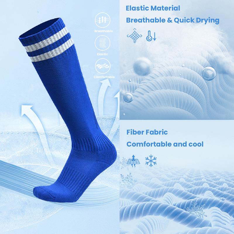 Soccer Socks Solid Striped Knee High Tube Football Sports Socks