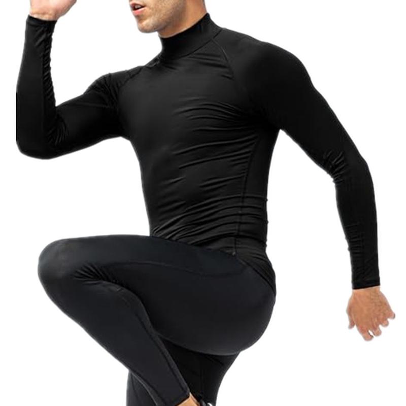 Mens Mock Turtleneck Compression Shirt Long Sleeve Dry Fit UV Protection Cool Shirts Athletic Running Shirt