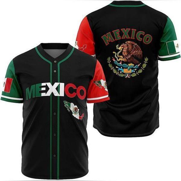 Multi Designs Customize Mexico 3d Camo Coat Of Arms Baseball Jersey Shirt