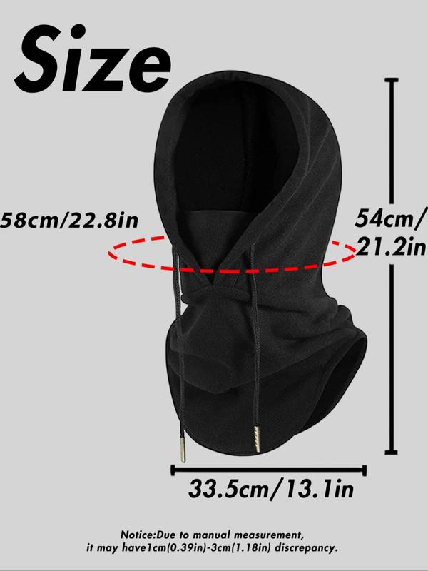 Adjustable Drawstring Balaclava,  Windproof Warm Hooded Face Mask, Sports & Outdoor Clothing Accessories for Men & Women