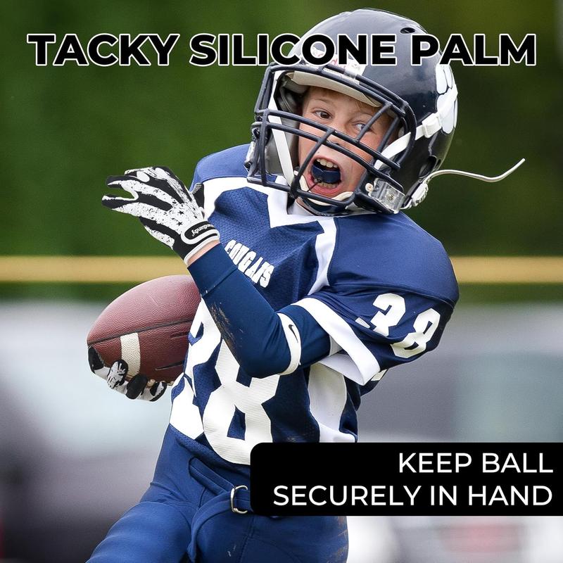 Youth Flag Football Gloves, Football Receiver Gloves Boys Girls, Sticky Grip  Football Gloves