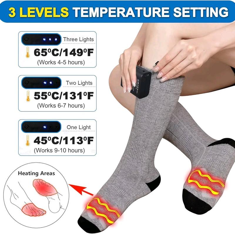 Electric Heated Socks with 8000mAh Battery and 3 Heating Settings for Men and Women, Rechargeable Thermal Socks for Sports and Outdoor Activities