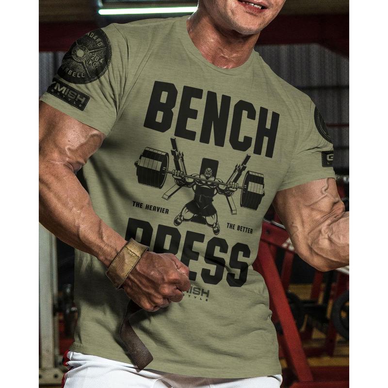 025. Bench Press Funny Motivational Workout Gym T-Shirt for Men