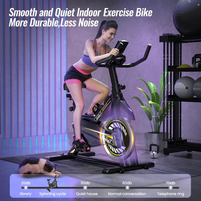 Exercise Bike-Indoor Stationary Bike for Home Gym,Workout Bike with Belt Drive,Cycling Bike with Digital Display & Comfortable Seat Cushion