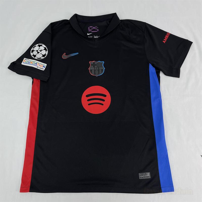 NIKE 24-25 Season FC Barcelona Away Short Sleeve Soccer Jersey Fans Version 11# Raphinha Black Football Jersey Quick Drying