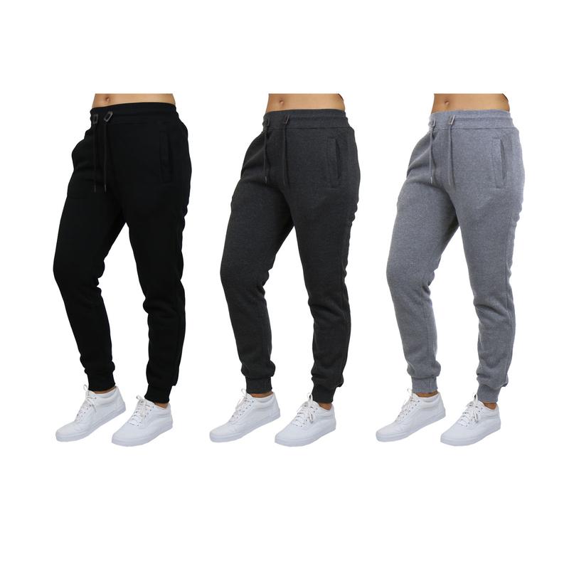 Women's 3pcs Loose Fit Fleece-Lined Classic Joggers Size S-2XL