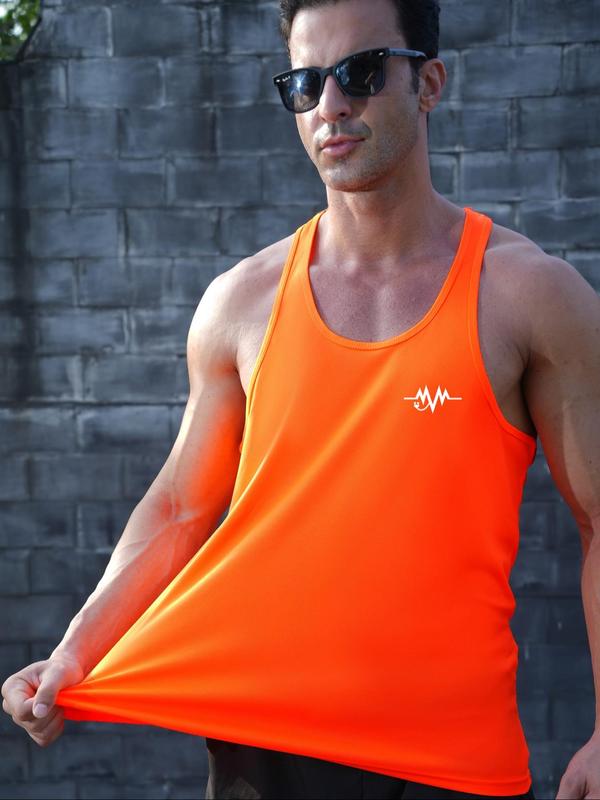 Men's Regular Fit Solid Color Scoop Neck Sports Tank Top, Casual Breathable Quick Drying Sports Vest, Summer Sports Clothing for Men