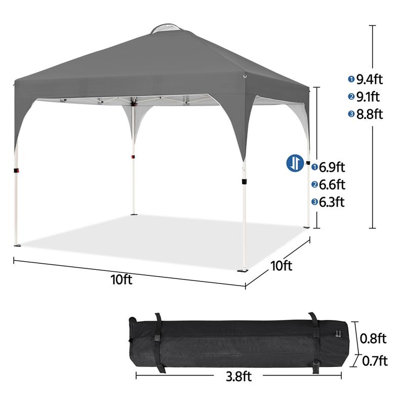 Costoffs 10x10 FT Pop Up Canopy Tent, Portable Instant Heavy-Duty Canopy, UPF 50+ Water-resistant Adjustable Canopy with Roller Bag & Sandbags & Guy Lines & Ground Stakes