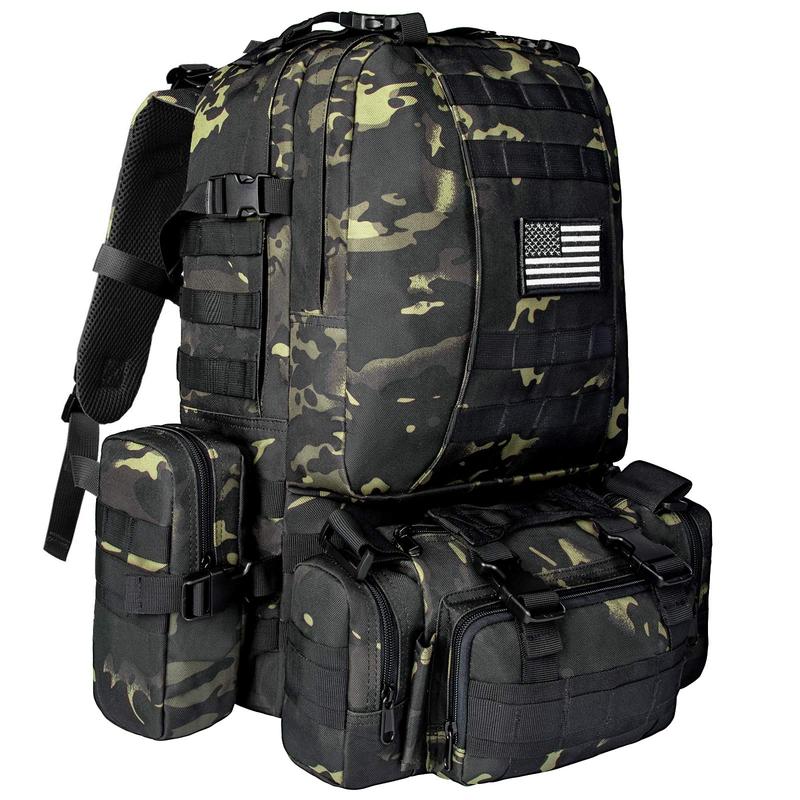 CVLIFE Tactical Backpack Military Army Rucksack 60L Large Assault Pack Detachable Molle Bag