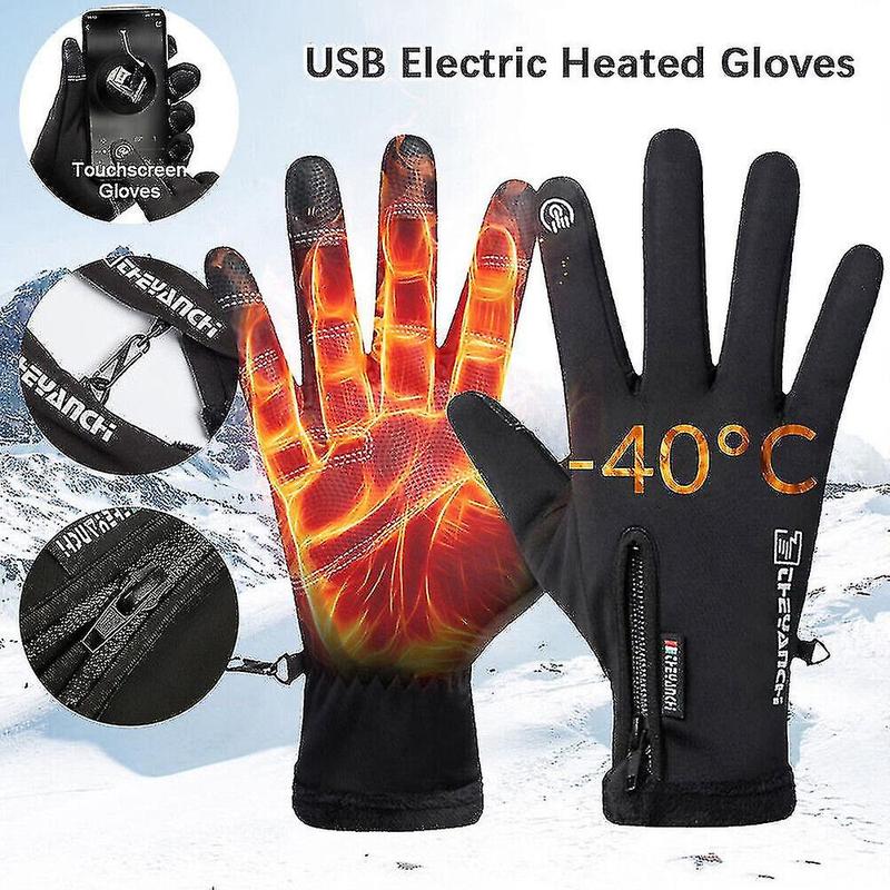 Usb Electric Heated Gloves Winter Warmer Mittens Non-slip Touch Screen Bike Cycling Gloves