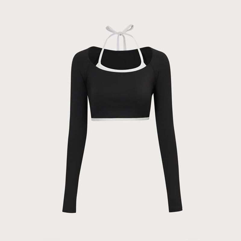 BERLOOK Women's tight long-sleeved sports tops, solid color basic long-sleeved tops, women's fitness yoga sportswear, simple women's fitness tops