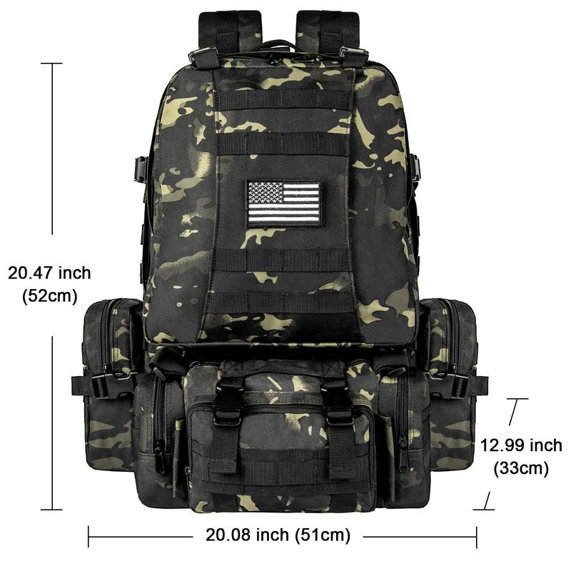 CVLIFE Tactical Backpack Military Army Rucksack 60L Large Assault Pack Detachable Molle Bag