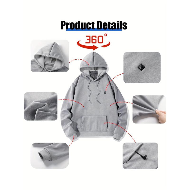 Women's Heated Hoodie Heated Sweatshirt Coat USB Electric Jacket with 3 One Heating Level and 5 One Heating Zone, Suitable for Outdoor Camping, Cycling, Hiking, Fishing, Skiing (Battery Pack Not Included)