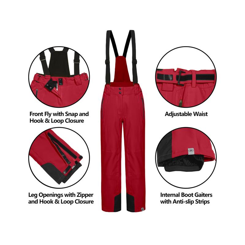 Women's Waterproof Windproof Ski Detachable Bib Pants