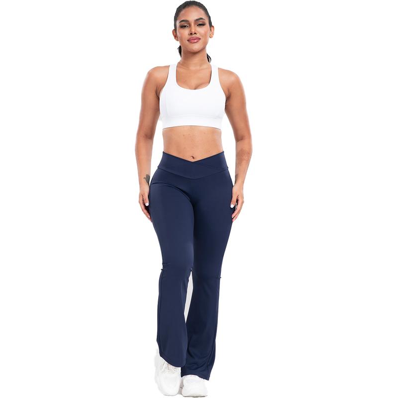 Flare Leggings for Women, High Waisted Bootcut Yoga Pants with Pockets, Tummy Control Pants, Women Solid Sport Clothes