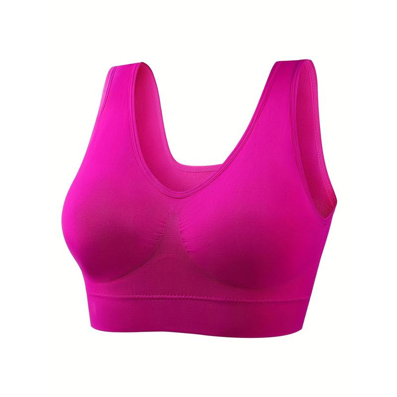 4 Pack Plus Size Sports Bra Set, Women's Plus Solid Elastic Comfort & Breathable Sporty Tank Bra 4 Piece Set