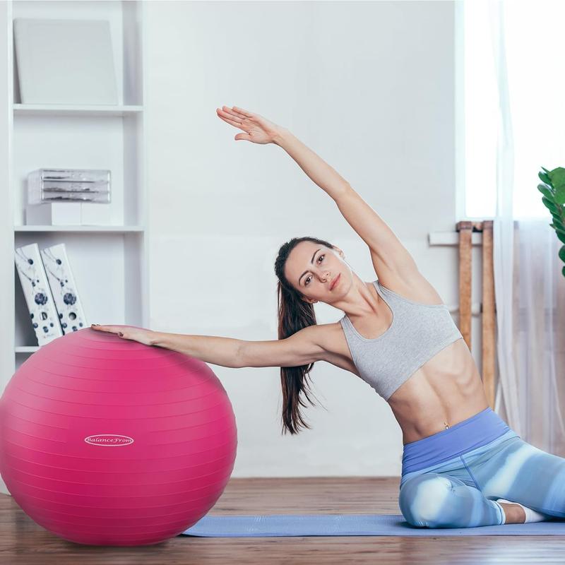 Anti-Burst and Slip Resistant Exercise Ball Yoga Ball Fitness Ball Birthing Ball with Quick Pump, 2,000-Pound Capacity, Multiple Colors and Sizes BalanceFrom