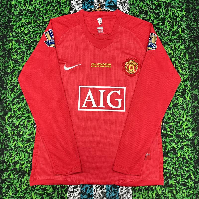 Nike 07-08 Champions League Manchester United Retro Long Sleeve NO.7 Cristiano Ronaldo Soccer Jersey